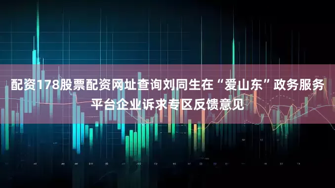 配资178股票配资网址查询刘同生在“爱山东”政务服务平台企业诉求专区反馈意见